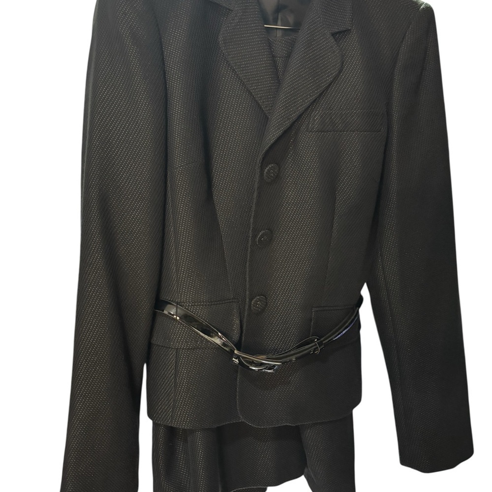 Anne Klein Black Tailored Blazer with Belted Detail 2Pc Set